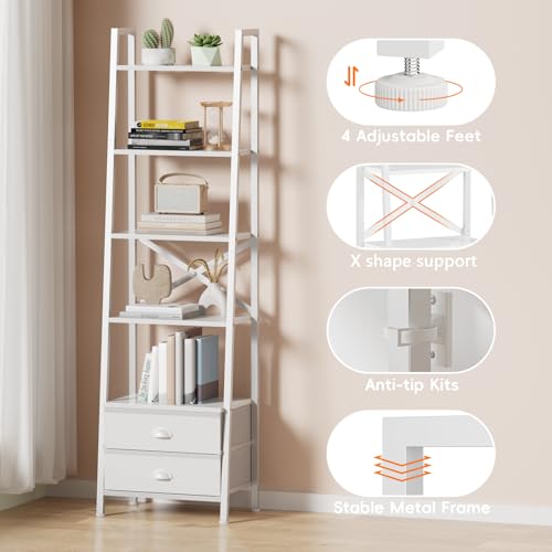 5-Tier Ladder Shelf with Drawers for Any Room