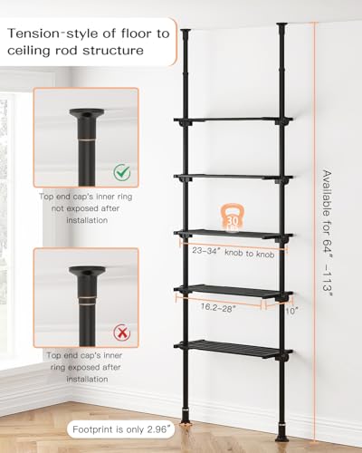 Versatile 5-Tier Metal Storage Shelves in Black
