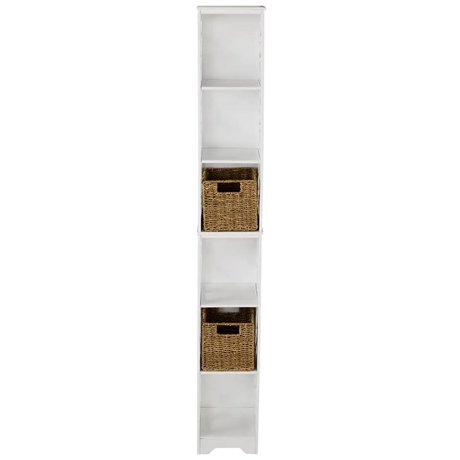 White Slim Vertical 6-Cubbie Decorative Shelf