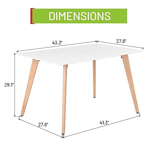 Minimalist Rectangle Dining Table with Beech Legs