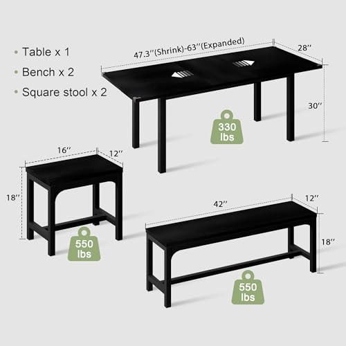 Expandable Dining Table Set for 4-8 People