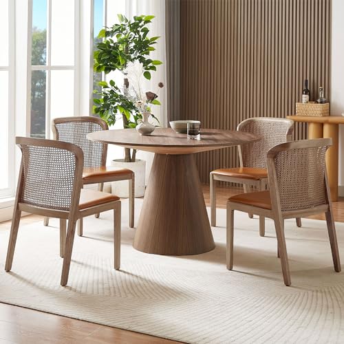 47.2" Round Minimalist Dining Table with Wood Base