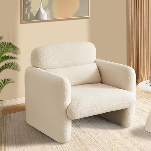 Beige Modern Accent Chair with Arms for Comfort