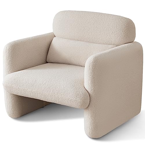 Beige Modern Accent Chair with Arms for Comfort