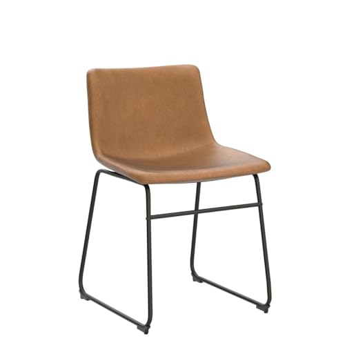 Set of 2 Mid Century Leather Dining Chairs