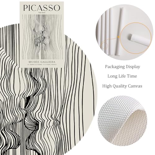 Beige Abstract Line Art Couple Wall Print