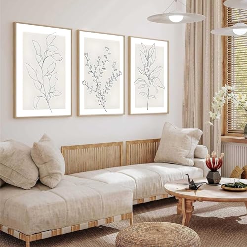 3-Piece Neutral Botanical Canvas Wall Art Set