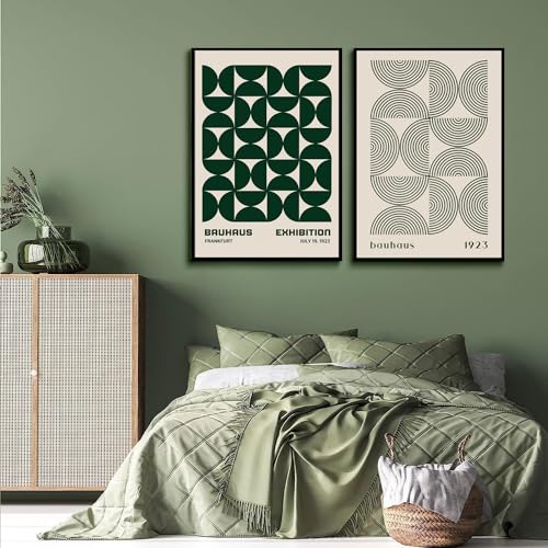 Mid Century Modern Green Abstract Wall Art