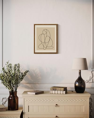 Framed Minimalist Line Woman Canvas Wall Art