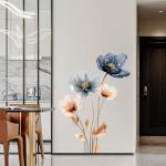 Blue Flower Gold Leaf PVC Wall Sticker