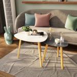 Set of 2 Minimalist Bamboo Nesting Coffee Tables