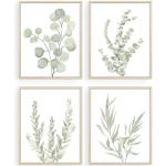Boho Watercolor Eucalyptus Wall Art Prints Set