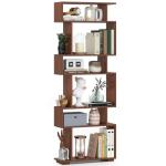S-Shaped 6-Tier Geometric Wooden Bookshelf