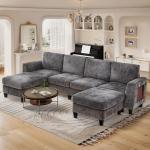 118" U-Shaped Modular Cloud Couch with Ottomans