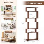 S-Shaped 6-Tier Geometric Wooden Bookshelf