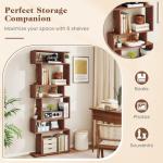 S-Shaped 6-Tier Geometric Wooden Bookshelf