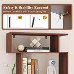 S-Shaped 6-Tier Geometric Wooden Bookshelf