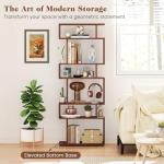 S-Shaped 6-Tier Geometric Wooden Bookshelf