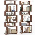Giantex Set of 2 Geometric Bookshelves - Walnut