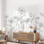 Large Black Floral Wall Decals - 3 Sheets