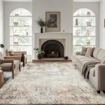 Beige 8x10 Washable Area Rug for Any Room