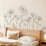 Large Black Floral Wall Decals - 3 Sheets