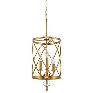 Eleanor 3-Light Chandelier in Warm Brass Finish