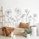 Large Black Floral Wall Decals - 3 Sheets