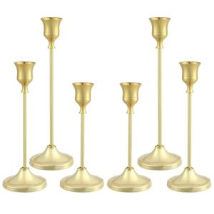 Gold Metal Candlestick Holders Set of 6