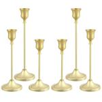 Gold Metal Candlestick Holders Set of 6
