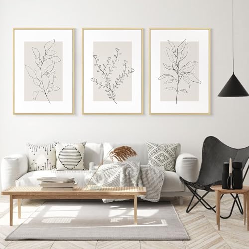 Set of 3 Neutral Botanical Canvas Prints