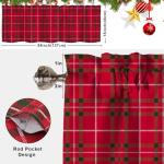 Red Striped Plaid Valance Curtains for Windows