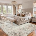 Beige 8x10 Washable Area Rug for Any Room