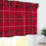 Red Striped Plaid Valance Curtains for Windows