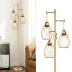 Elegant Dimmable Gold Floor Lamp with Teardrop Shades