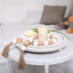 White Distressed Round Wood Tray for Any Space