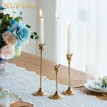 Brass Gold Candlestick Holders Set of 3