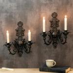 Set of 2 Black Metal Candle Sconces