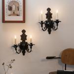 Set of 2 Black Metal Candle Sconces