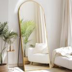 Gold Arched Full Length Mirror with Stand