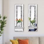 Silver Diamond Mirrored Candle Sconces - Set of 2