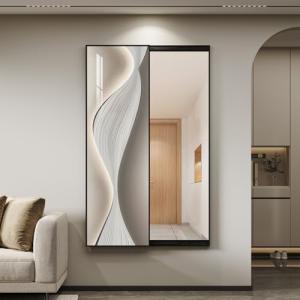 Abstract Full Length Silver Wall Mirror Decor