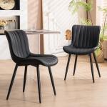 Black Faux Leather Dining Chairs Set of 2