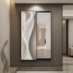 Abstract Full Length Silver Wall Mirror Decor