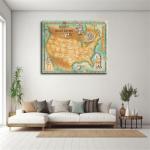 Minimalist US Indian Tribes Map Canvas Art