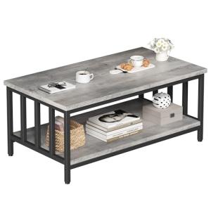 Modern Farmhouse Coffee Table with 2-Tier Storage