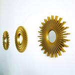 Set of 3 Round Gold Wall Mirrors