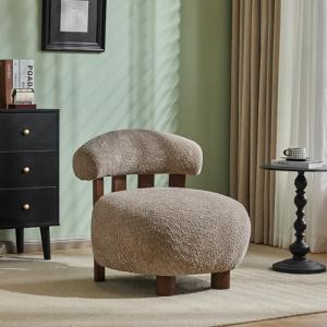Light Brown Boucle Accent Chair for Modern Spaces