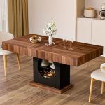 Stylish 55" Walnut & Black Dining Table for 6