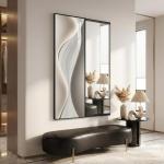 Abstract Full Length Silver Wall Mirror Decor